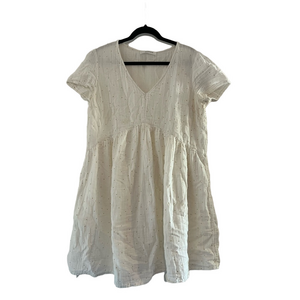 Promod Cream and Gold V-Neck Dress